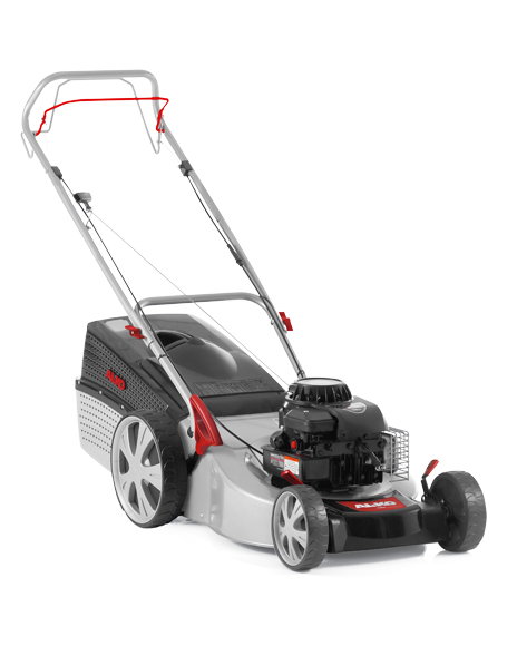 46BR Comfort : New for 2011, the AL-KO 46BR Comfort offers multiple functions and unbeatable value for money, all whilst incorporating european build quality at an entry level price. The new 46B Comfort is a 46cm self propelled rotary mower.  : Engine  Briggs&Stratton Series 450  
Power  148cc / 1.9kw  
Start Method  Recoil  
Fuel Tank Capacity  0.8 L  
Self Drive  Yes  
Cutter Deck  ULTRAMOW Steel 3 in 1  
Cutting Height  30-75mm  
Cutting Height Adjust  Individual front wheel/ central rear axle, 7 stage  
Mulch Ready  Included  
Collector Volume  65 L  
Handles  2 Point, Foldable  
Wheels (front/rear/width)  XXL 200/280 /55 + ball bearings  
Warranty  2 year homeowner  
Weight  30kg  
Lawn Size  1400m (sq) 